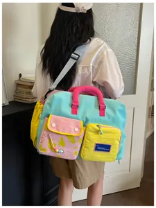 Borsa da viaggio colorata stile dopamina grande capacità leggera borsa sportiva da donna