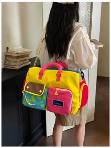 Borsa da viaggio colorata stile dopamina donna grande capacità borsa per weekend dettaglio