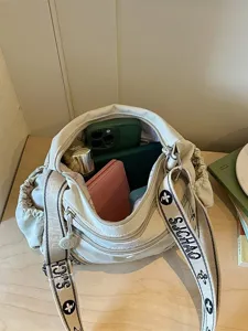 Casual τσάντα ώμου από καμβά για γυναίκες, μεγάλη τσάντα χιαστί με φαρδύ λουρί.