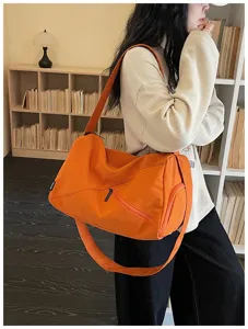 Sac de voyage orange pour femme sport fitness yoga sac d'épaule léger fourre-tout étanche