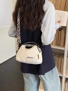 Modische Damen Canvas Muschel Umhängetasche, leichte Freizeittasche mit breitem Schultergurt.