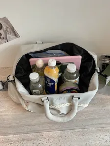 Large capacity travel duffel bag light grey gym bag for short trips and daily storage.