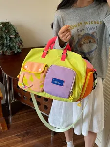 Borsa da viaggio colorata stile dopamina per donna, borsa sportiva leggera e casual.