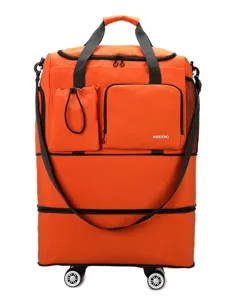 Gran capacidad bolsa de viaje con ruedas plegable maleta grande con ruedas universales y bolsillos.