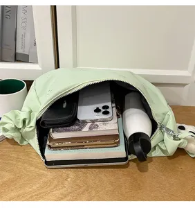 Light green cloud crossbody bag large capacity daily commute casual shoulder bag detail