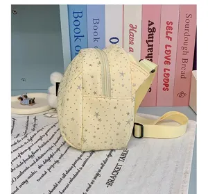 Light yellow star print mini backpack casual daily sling shoulder bag for daily use