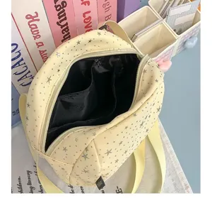 Casual star print canvas crossbody bag with multi-pocket interior, perfect for daily use.