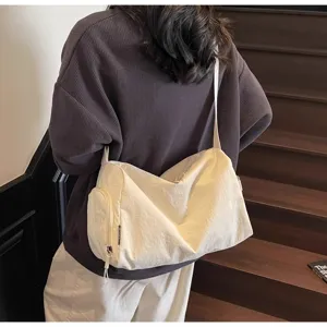 Casual large capacity canvas crossbody travel bag, lightweight sports fitness bag for women.