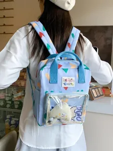 Cute kawaii cartoon backpack for girls, lightweight travel casual aesthetic school bookbag.