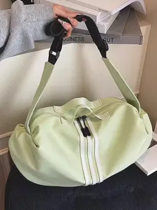 Nylon Lightweight Large Capacity Gym Bag Stripes Crossbody Travel Duffel Bag For Women Fitness Yoga Outdoor Sports Messenger Bag
