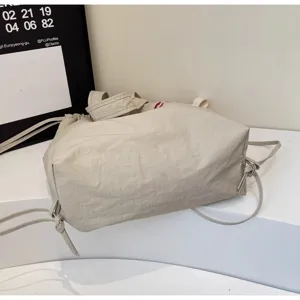 Sac a bandouliere en nylon decontracte cordon leger fourre-tout beige grand modele