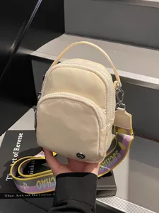 Bolso Bandolera Casual de Nylon para Mujer Bolso de Mano Redondo Pequeño Bolsillos Múltiples Viaje Diario Teléfono Bolso Moda
