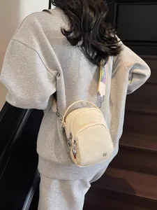 Bolso cruzado mini informal para mujer, elegante bolsa para teléfono con correa y cremalleras.