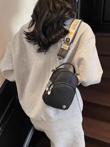 Bolso cruzado informal de nylon para mujer con correa ancha, elegante bolso de uso diario.