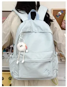 Ins style solid color casual versatile student backpack lightweight travel daypack bookbag