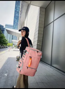 Grande zaino da badminton sport outdoor viaggio palestra con scomparto racchetta rosa
