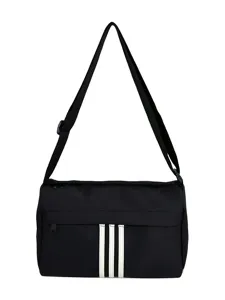 Black canvas crossbody bag casual sports shoulder bag travel messenger bag daily use