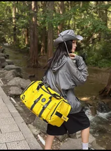 Outdoor sports travel duffel bag with large capacity, wet dry separation for fitness and trips.