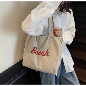Bolso tote de lona ligero y casual para mujer gran capacidad bolso de hombro de detalle.
