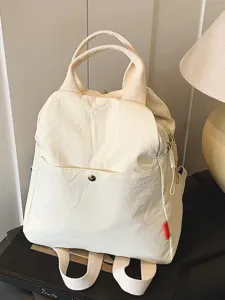 Chic Korean style casual canvas backpack for women simple lightweight daily travel bag.