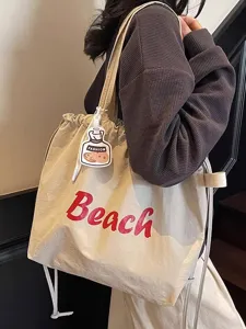 Sac à bandoulière en nylon style coréen, cabas fourre-tout décontracté léger pour femmes.