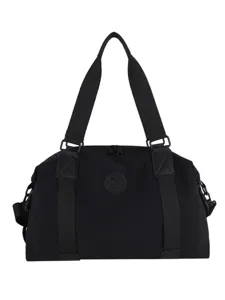 Black waterproof travel duffel bag large capacity gym bag for men and women weekend trip.