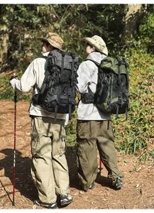 Outdoor hiking backpack 55L large capacity waterproof tactical daypack for men travel camping.