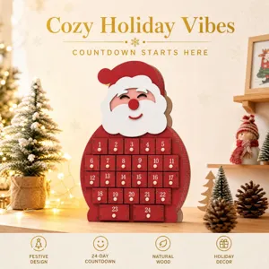 Wooden Christmas Advent Calendar with 24 Storage Drawers Holiday Countdown Santa Decor
