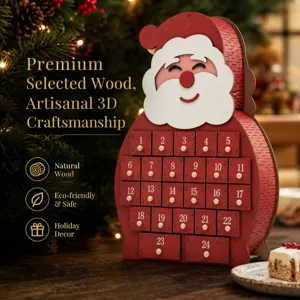 Wooden Christmas Advent Calendar House with 24 Drawers Holiday Countdown Decoration