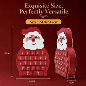 Wooden Christmas Advent Calendar Santa Claus 24 Drawers Countdown House Holiday Gift
