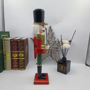 38cm Houten Notenkraker Soldaat Figuur Vintage Kerst Decoratie Cadeau Prachtig