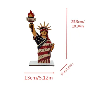 Wooden Statue of Liberty Independence Day ornament with US flag tabletop decor crafts