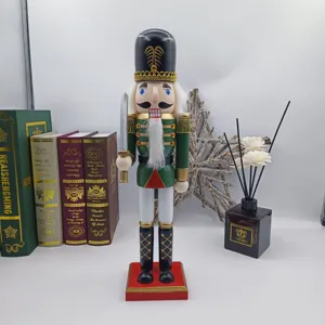 Houten notenkraker soldaat figuur kerstdecoratie feestdag ornament tafeldecoratie 38cm