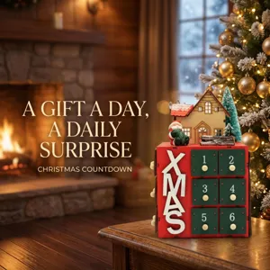 Christmas Countdown Advent Calendar Wooden Village House With 24 Drawers Traditional Xmas Tabletop Decoration Red Painted Wood Ornament Gift