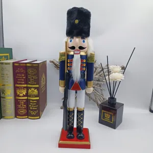 Houten notenkraker soldaat beeldje 38cm vakantie decoratieve bureau ornament cadeau.
