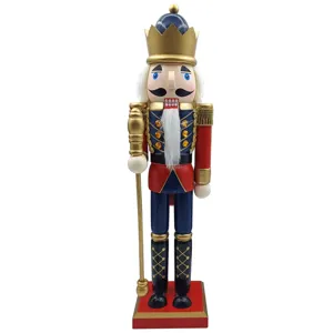 Houten notenkraker soldaat figuur 38cm koning decoratief ornament voor kerstcadeau thuis