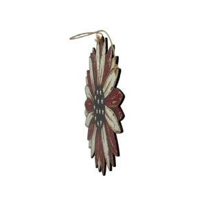 Independence day wooden hanging sign patriotic red white stripe star sunflower decor main view