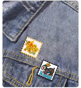 Metall Emaillierte Sternzeichen Briefmarke Brosche Set mit Drachen und Hase auf Jeansstoff.