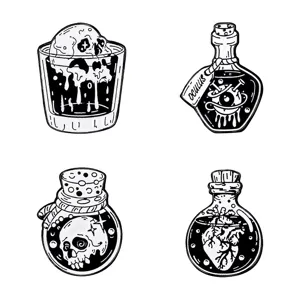Gothic Punk Skull Heart Enamel Pin Set Halloween Spooky Metal Lapel Badge Brooch Jewelry