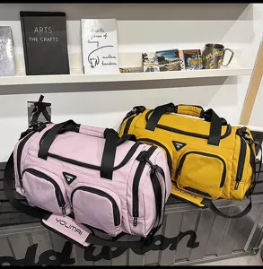 Bolso de viaje y deporte grande para hombre, bolsa de lona multifuncional con separación húmeda.
