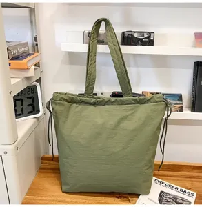 Minimalistische effen tas met trekkoord, casual schoudertas voor yoga, fitness en dagelijks.