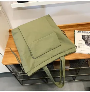 Casual effen trekkoord shopper tas voor dames, eenvoudige schoudertas voor dagelijks gebruik.