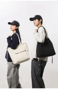 Minimalistische effen shopper met trekkoord casual canvas schoudertas voor dagelijks gebruik.