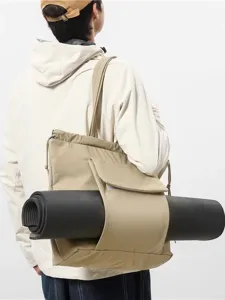 Effen kleur yoga mat tote tas casual canvas schoudertas voor fitness school dagelijks pendelen.