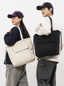Minimalistische effen kleur tote bag met trekkoord casual schoudertas voor studenten en