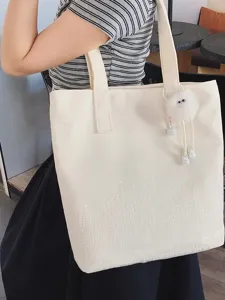Simple retro large capacity casual canvas tote bag lazy style shoulder bag for women daily commute