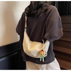 Lässige Canvas Knödel Umhängetasche für Damen, japanischer Stil Crossover Alltagstasche.