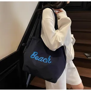 Bolso tote de lona casual para mujer gran capacidad bolso de hombro elegante.