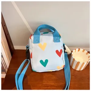 Summer cartoon cute canvas crossbody bag for women, lightweight mini shoulder phone bag.