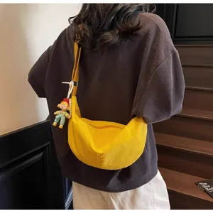 Freizeit gelbe Canvas Dumpling Umhängetasche für Damen, leichte stylische Schultertasche Alltag